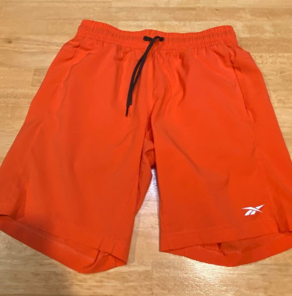 Reebok Mens Regular fit Athletic Basketball Shorts Large Orange Moisture Wicking