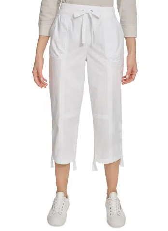 Calvin Klein Women Regular fit Cargo Capri Pants Medium / 20 White Solid
