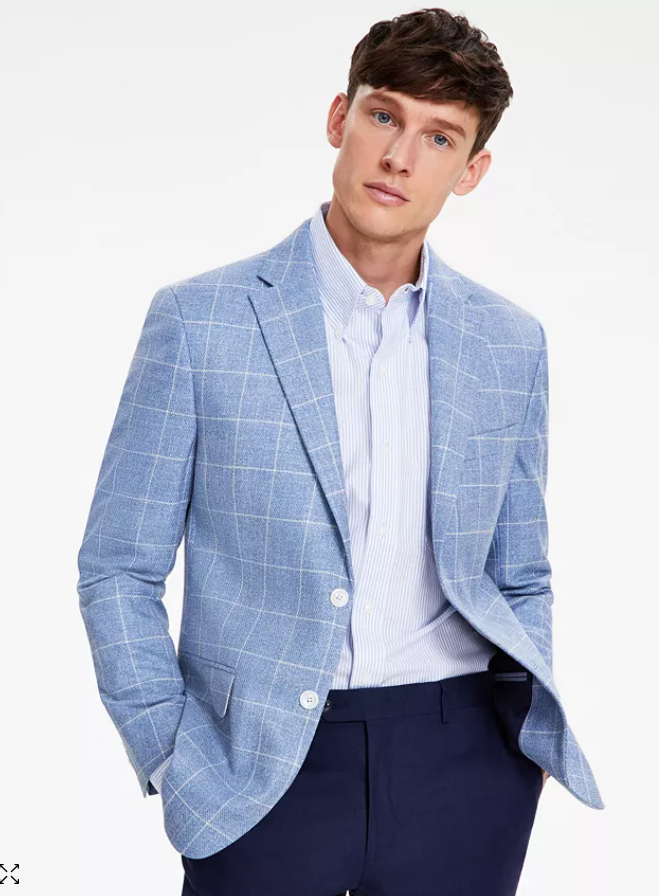 Tommy Hilfiger Mens Regular fit Sport Coat Blazer 44 S Blue Check