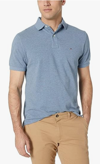Tommy Hilfiger Mens Regular fit Short Sleeve Polo Shirt Medium Blue Solid