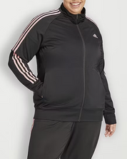 Adidas Women's 3-Stripe Tricot Track Jacket 2X Black/semi Pink Spark