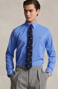 Polo Ralph Lauren Men Classic fit Long Sleeve Button-Up Shirt Medium Blue Solid