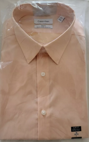 Calvin Klein Men Regular fit Dress Shirt Small 14.5 in 32-33 Orange Solid
