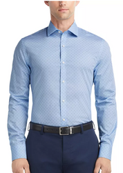 Tommy Hilfiger Mens Slim fit Dress Shirt XL 17.5 in 32-33 Light Blue Check