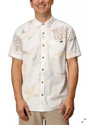 Reef Men Regular fit Short Sleeve Button-Up Shirt Medium White