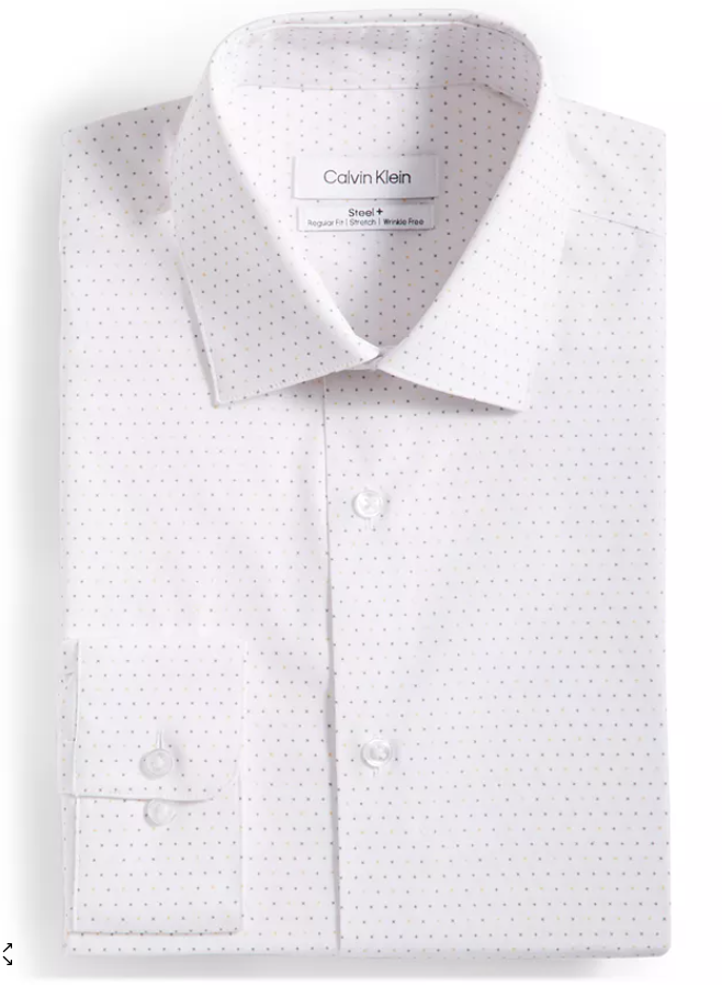 Calvin Klein Mens Regular fit Dress Shirt XL 17.5 in Long Sleeve White