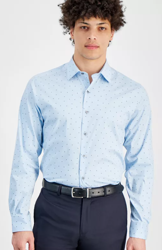 Alfani Mens Regular fit Dress Shirt XL 17-17.5 34-35 Light Blue