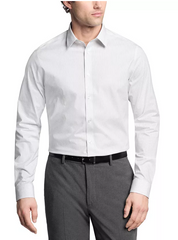 Calvin Klein Mens Slim fit Dress Shirt Medium 15.5 in 32-33 Light Grey Striped