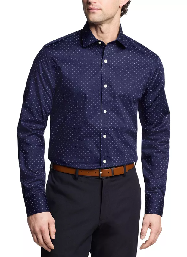 Tommy Hilfiger Mens Slim fit Dress Shirt Medium 15.5 in 34-35 Navy Blue