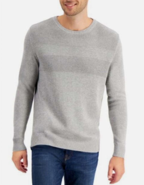 Club Room Mens  fit Crew Neck Crewneck Sweater Small Grey Solid