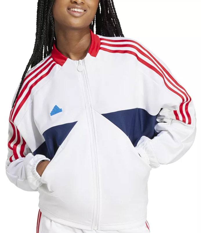 Adidas Women  fit Long Sleeve Track Jacket Sweatshirt Large White Solid