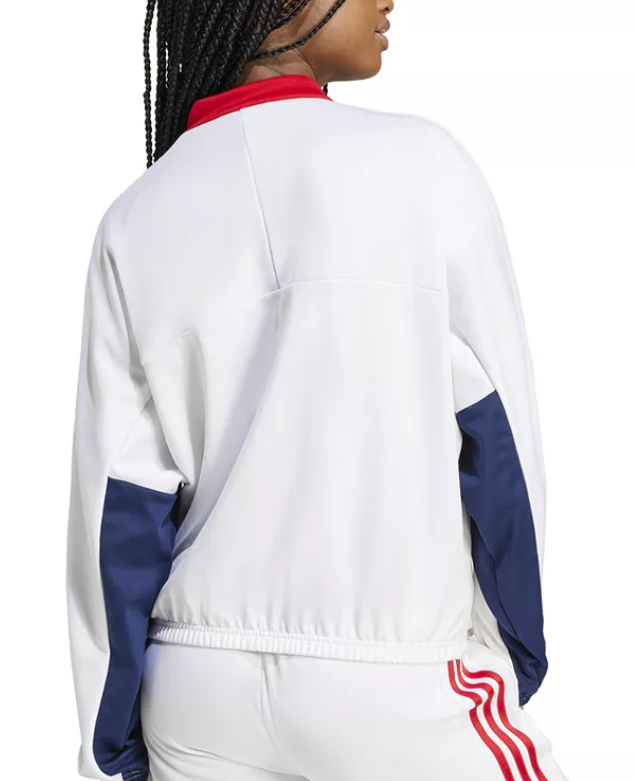 Adidas Women  fit Long Sleeve Track Jacket Sweatshirt Large White Solid