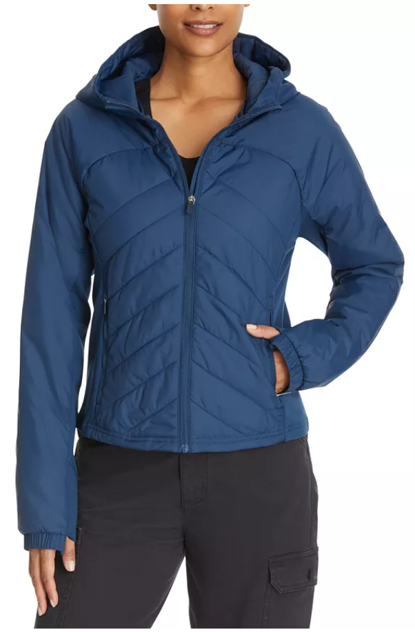 Bass Outdoor Women Puffer Jacket Coat Medium Blue Solid