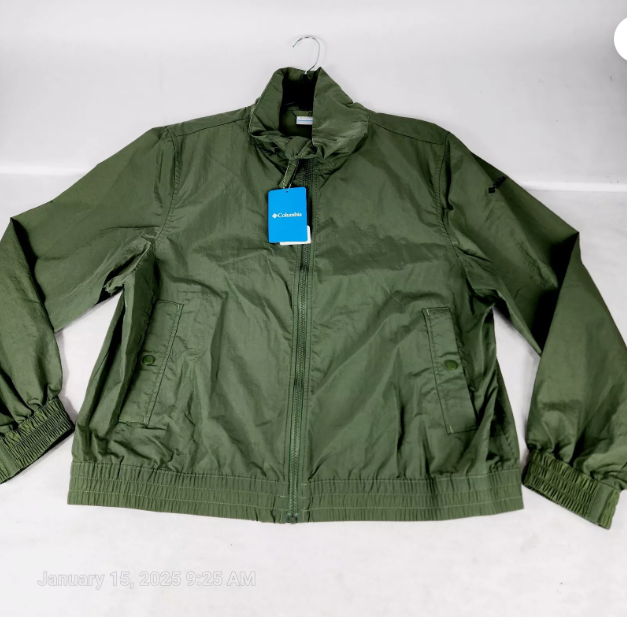 Columbia Women Windbreaker Jacket Coat 3X Green Solid