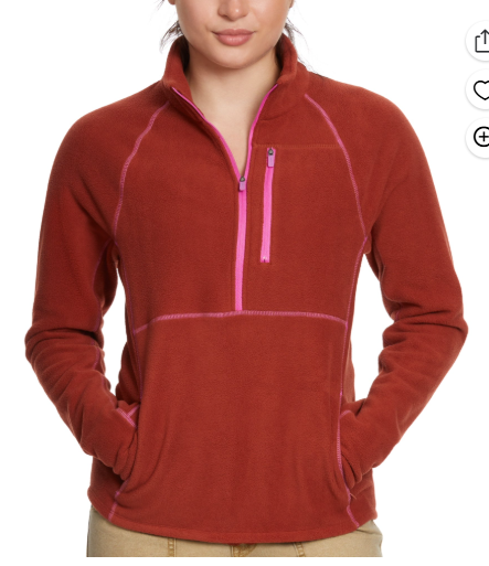 Bass Outdoor Womens  fit Quarter zip Sweatshirt XS Red Solid