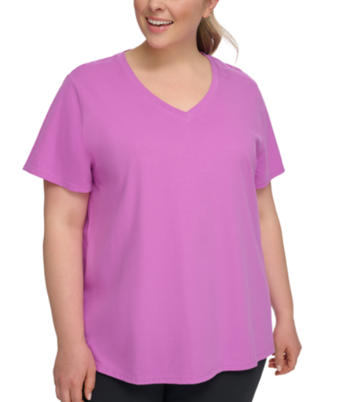 Calvin Klein Womens  fit Short Sleeve T-Shirt Shirt 1X Purple Solid