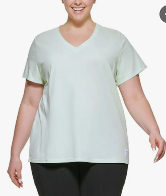 Calvin Klein Womens  fit Short Sleeve T-Shirt Shirt 3X Blue Solid