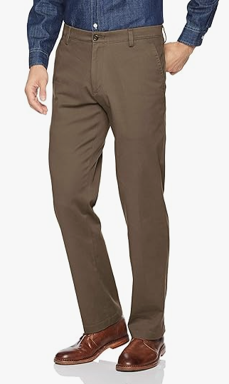 Dockers Mens Straight fit Chinos Pants 34 / 32 Brown Solid