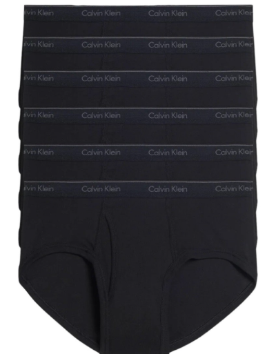 Calvin Klein Mens 6 Pack Regular Fit Briefs Small Black