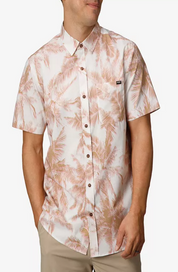 Reef Mens Regular fit Short Sleeve Button-Up Shirt XL White