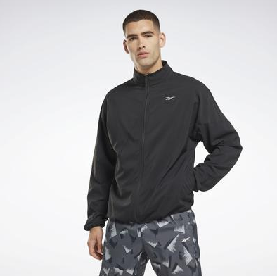 Reebok Mens Athletic Full Zip Jacket Large Black Solid