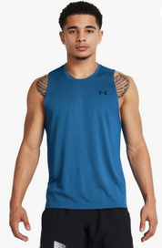 Under Armour Mens  fit Sleeveless Tank Top Shirt Large Blue Solid