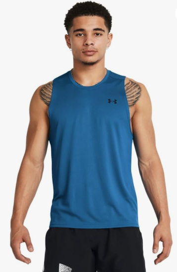 Under Armour Mens  fit Sleeveless Tank Top Shirt Large Blue Solid