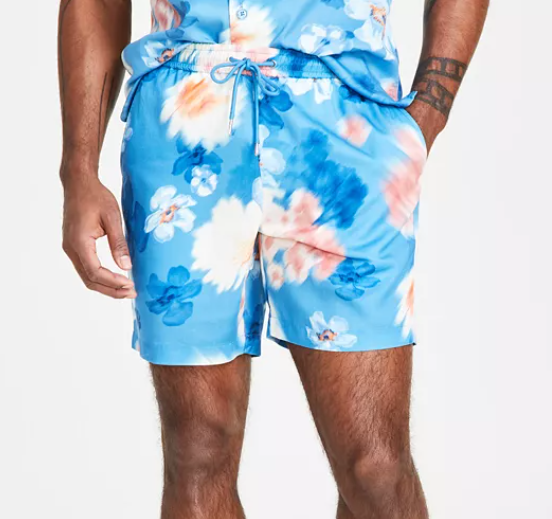 INC International Concepts Mens  fit Casual Shorts Medium Blue Floral