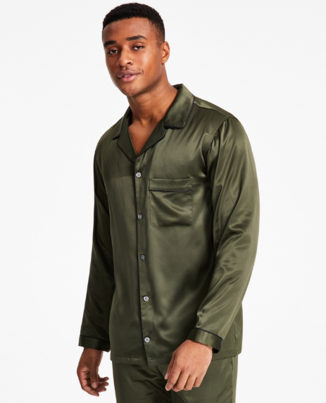 INC International Concepts Mens  fit Shirt Pajamas XXL Green