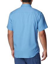 Columbia Men Regular fit Short Sleeve Button-Up Shirt Small Blue Solid
