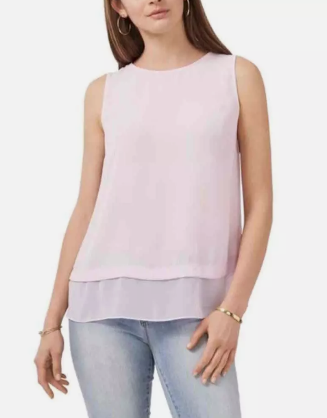 Vince Camuto Womens  fit Sleeveless Shirt Top XL Pink Polka Dot