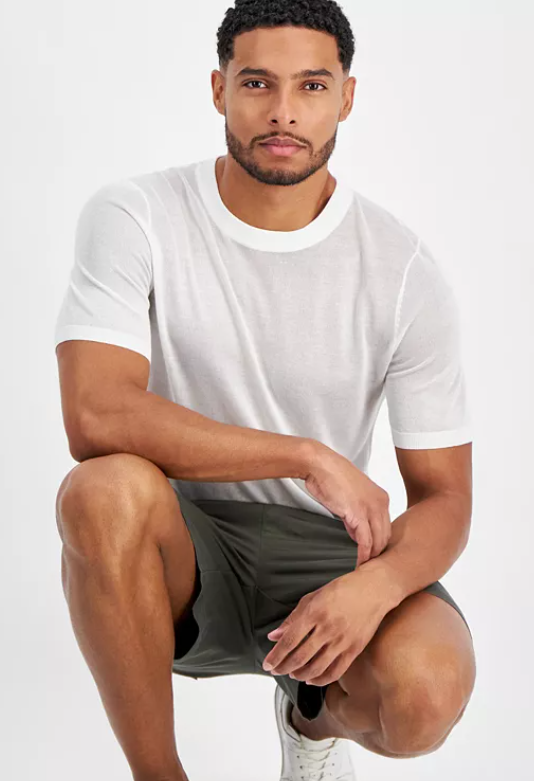 INC International Concepts Mens  fit Short Sleeve T-Shirt Shirt Large White