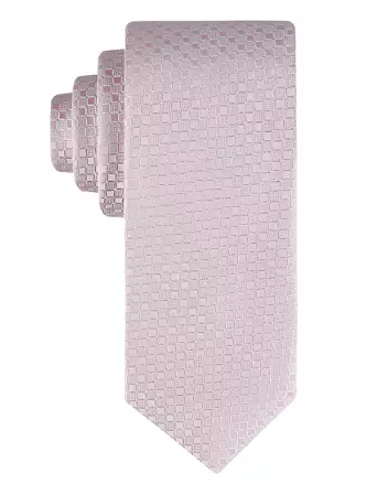 Calvin Klein Mens Regular fit Tie Necktie One Size Light Pink Geometric