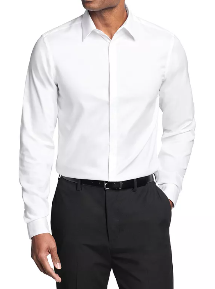 Calvin Klein Mens Slim fit Dress Shirt XL 17.5 in 34-35 White Solid