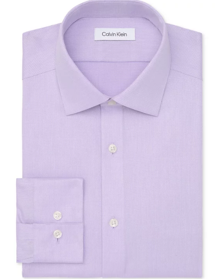 Calvin Klein Mens Slim fit Dress Shirt XL 17 in 34-35 Lilac Purple Striped