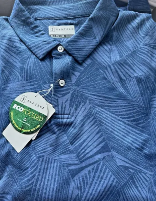 PGA TOUR Mens  fit Short Sleeve Polo Shirt Medium Blue Moisture Wicking