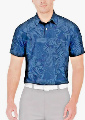 PGA TOUR Mens  fit Short Sleeve Polo Shirt Medium Blue Moisture Wicking