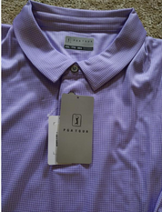 PGA TOUR Mens Regular fit Short Sleeve Polo Shirt Small Purple Check