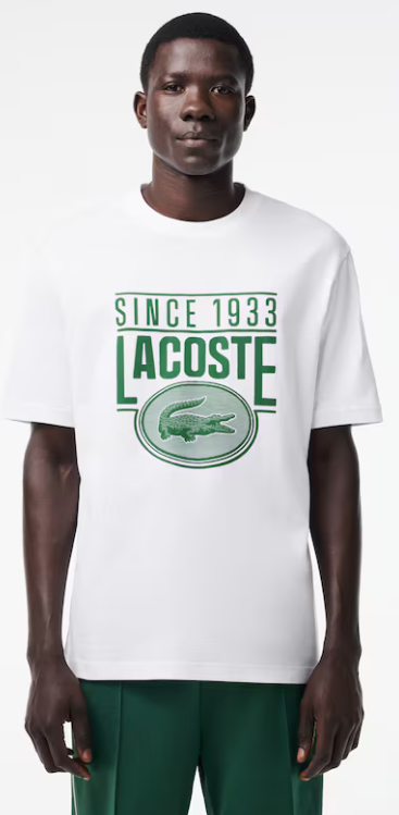 Lacoste Mens  fit Short Sleeve T-Shirt Shirt XXXL White Solid