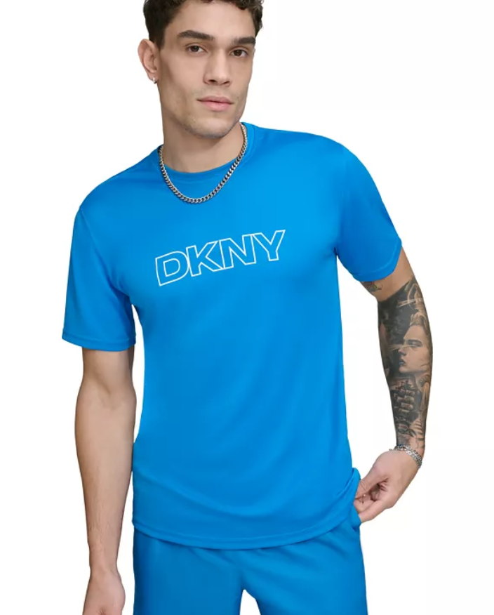DKNY Mens Regular fit Short Sleeve T-Shirt Rash Guard Shirt Medium Blue Solid