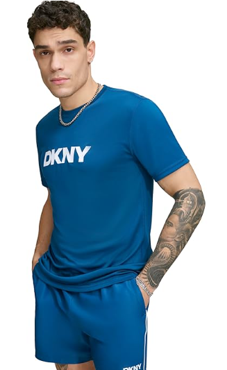 DKNY Mens Regular fit Short Sleeve T-Shirt Shirt Medium Blue Solid