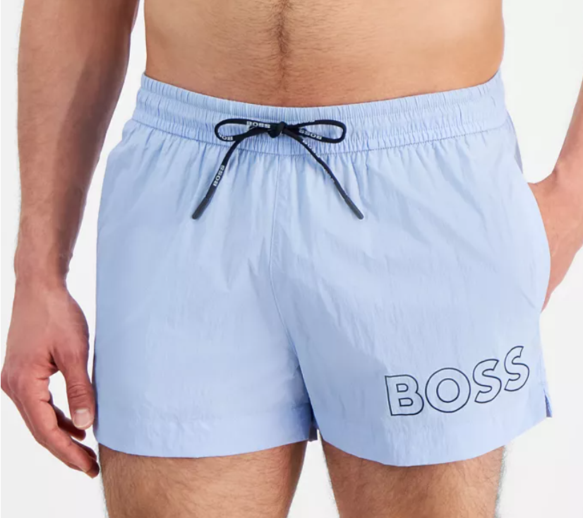 Hugo Boss Mens Regular fit Swim Trunks Swimwear Large Blue Solid