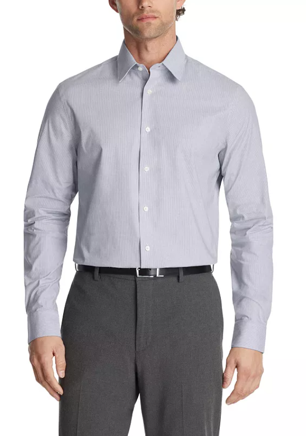Calvin Klein Mens Regular fit Dress Shirt XL 17.5 in 34-35 Blue Striped