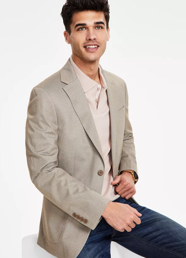 Calvin Klein Mens Modern fit Sport Coat Blazer 37 S Beige