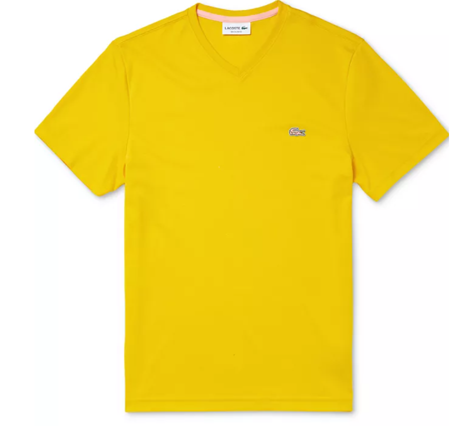 Lacoste Mens Regular fit Short Sleeve V Neck T-Shirt Shirt XXXXL Yellow Solid