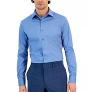Alfani Mens Slim fit Dress Shirt Large 16-16.5 32-33 Blue Solid