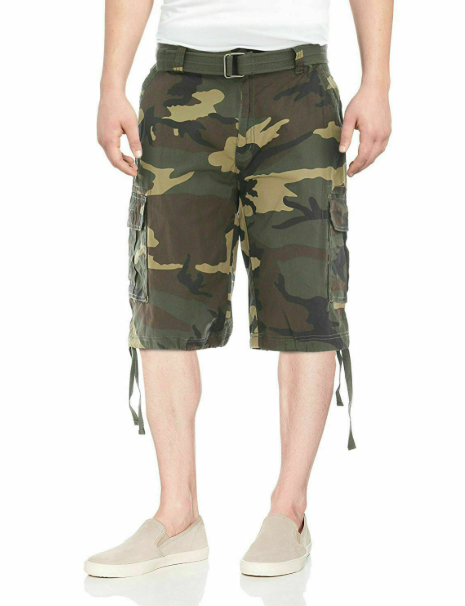 Galaxy Mens  fit Cargo Shorts 36 Green Camouflage