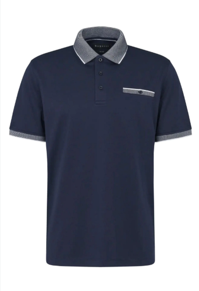 Bugatti Mens Regular fit Short Sleeve Polo Shirt XL Navy Blue Solid