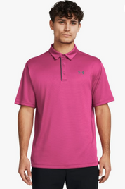Under Armour Mens Loose fit Short Sleeve Polo Shirt Medium Pink Solid