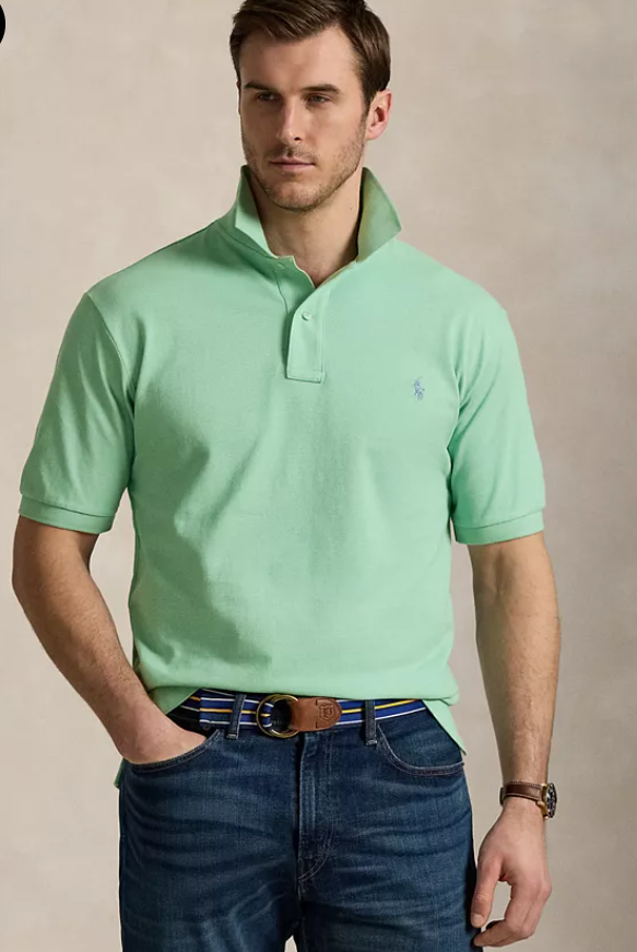Polo Ralph Lauren Mens Classic fit Short Sleeve Polo Shirt 4XLT Green Solid
